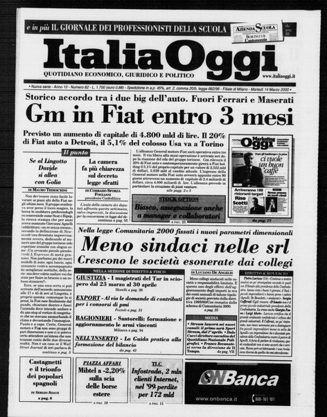 Italia oggi : quotidiano di economia finanza e politica